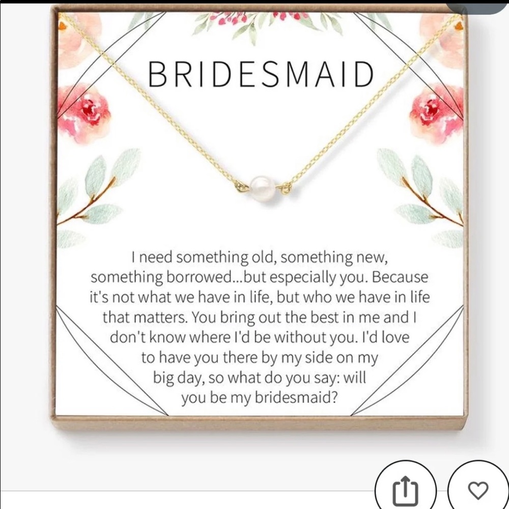 2 Bridesmaid Necklaces with faux pearl